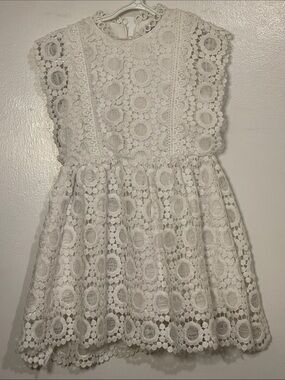 💰💕Peppermint White Crochet Lace Dress for Girls